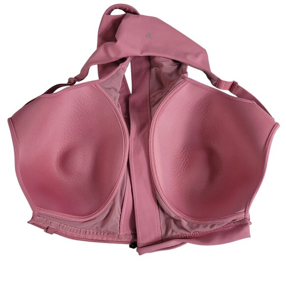 Old Navy Active Powersoft Go Dry Sports Bra Pink 42DD Zip Front Adj Wireless Pad - Picture 7 of 11